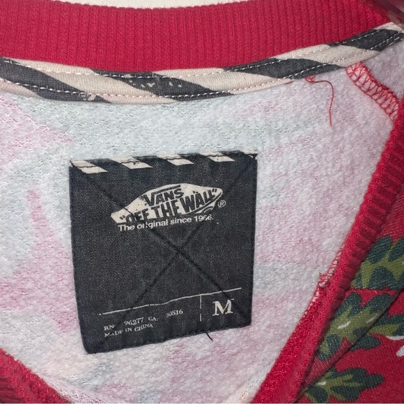 Vans Off The Wall Rare Red Tropical Floral Hawaiian Pullover Crewneck Medium - Picture 3 of 7